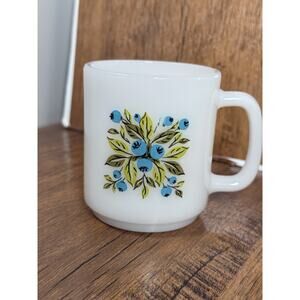 Vintage GlasBake Blueberry Mug Milk Glass